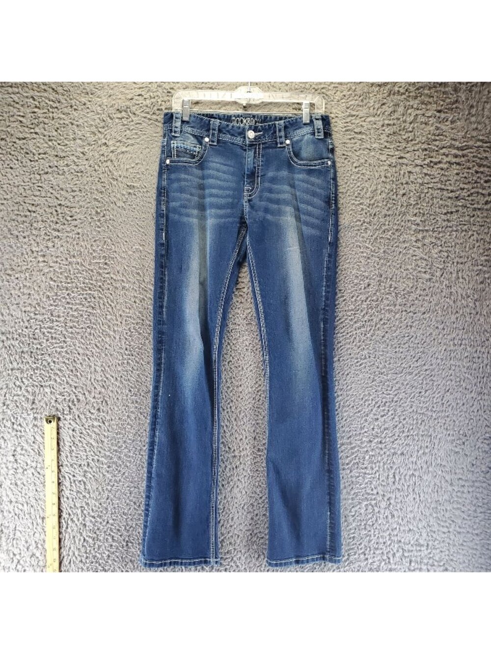 Rock & Roll Jeans Womens 26x34 Blue Boyfriend Distressed Denim *Read*